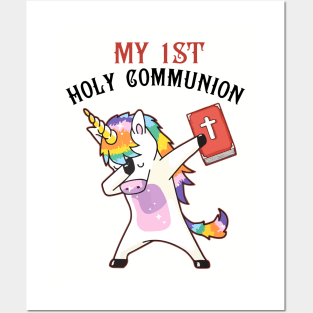 My 1st Holy Communion Unocron Dabbing Unicorn Posters and Art